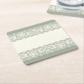 レースパターン、花のヴィンテージ5 スクエアペーパーコースター (アングル)