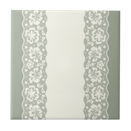 レースパターン、花のヴィンテージ5 タイル (正面)