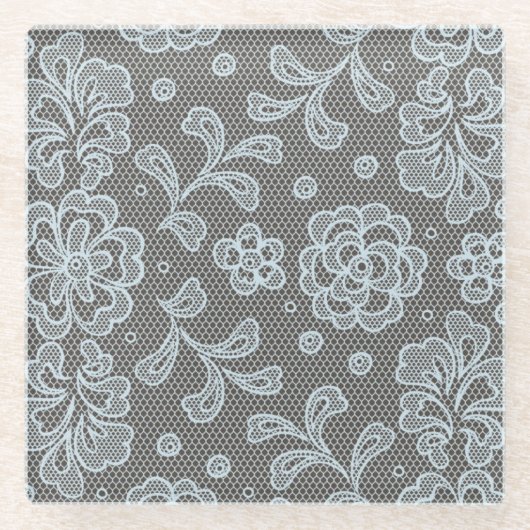 レースパターン、花のヴィンテージ6 ガラスコースター (正面)