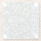 レースパターン、花のヴィンテージ6 ガラスコースター (裏面)