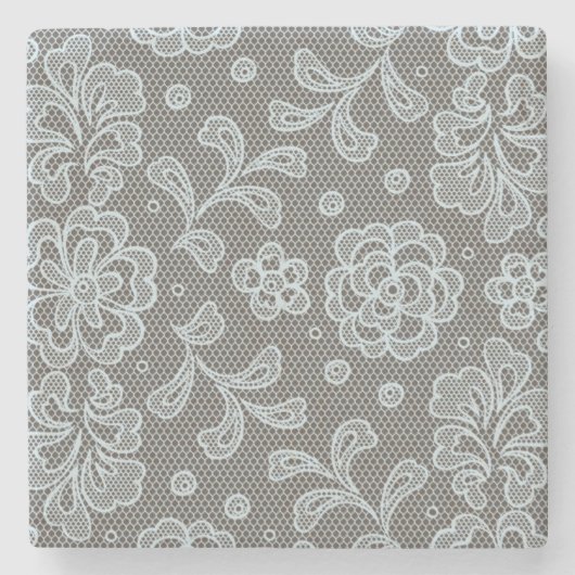 レースパターン、花のヴィンテージ6 ストーンコースター (正面)