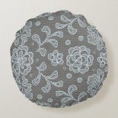レースパターン、花のヴィンテージ6 ラウンドクッション (裏面)