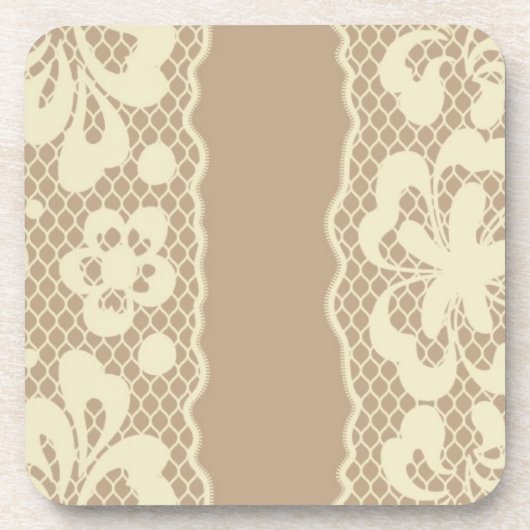 レースパターン、花のヴィンテージ7 コースター (正面)