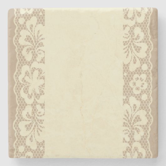 レースパターン、花のヴィンテージ7 ストーンコースター (正面)