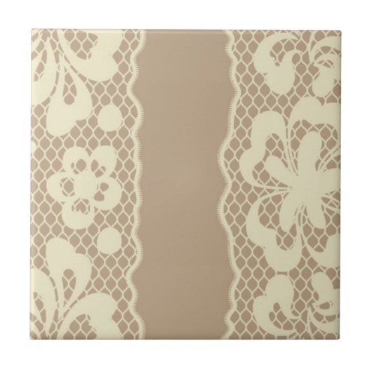 レースパターン、花のヴィンテージ7 タイル (正面)