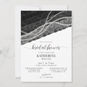 レースパーエレガントル白黒シックブライダルシャワー 招待状 (正面)