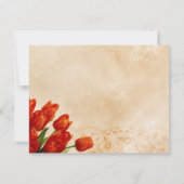 レースパーソナライズされたの背景に赤いチューリップ (裏面)