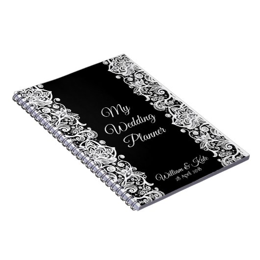 レースパーソナライズされたウェディングプランナー手帳 ノートブック (右側)
