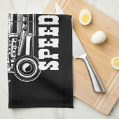 レースパーソナライズされたス改造ピースショップガレージ キッチンタオル (四つ折り)