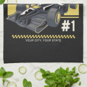 レースパーソナライズされたチームファストレースカーのドライバー キッチンタオル (折り畳み)