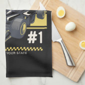 レースパーソナライズされたチームファストレースカーのドライバー キッチンタオル (四つ折り)