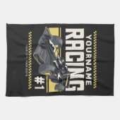 レースパーソナライズされたチームファストレースカーのドライバー キッチンタオル (横)