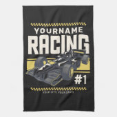 レースパーソナライズされたチームファストレースカーのドライバー キッチンタオル (縦)