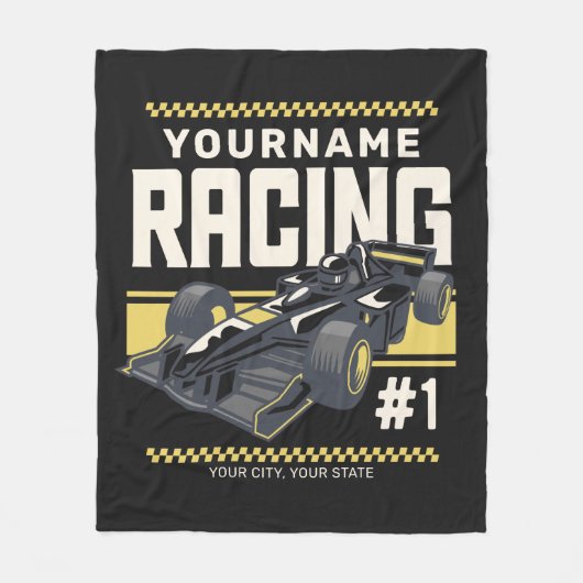 レースパーソナライズされたチームファストレースカーのドライバー フリースブランケット (正面)