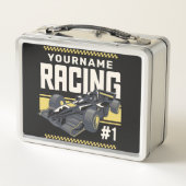 レースパーソナライズされたチームファストレースカーのドライバー メタルランチボックス (裏面)