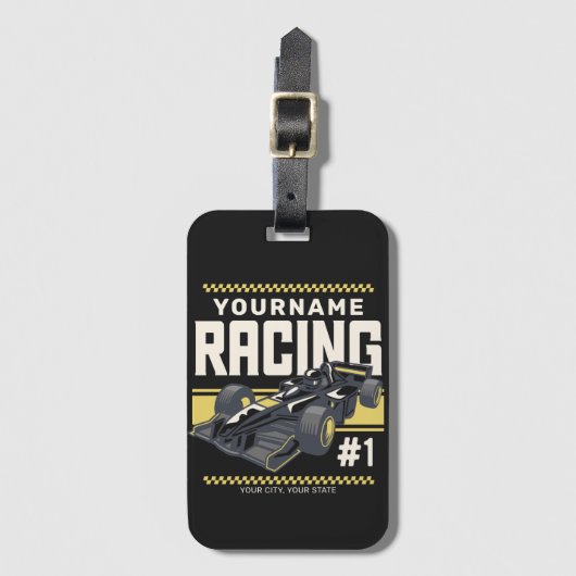 レースパーソナライズされたチームファストレースカーのドライバー ラゲッジタグ (正面縦)