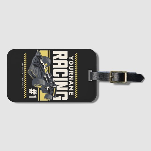 レースパーソナライズされたチームファストレースカーのドライバー ラゲッジタグ (正面横)