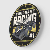 レースパーソナライズされたチームファストレースカーのドライバー ラージ壁時計 (傾斜)