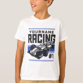 レースパーソナライズされたチームファストレースカーのドライバー Tシャツ (正面)