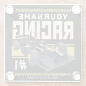 レースパーソナライズされたチームファストレースカー  ガラスコースター (裏面)