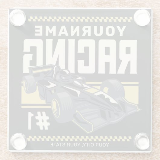 レースパーソナライズされたチームファストレースカー  ガラスコースター (裏面)