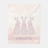 レースパーソナライズされたバニーイースターブランケット フリースブランケット (正面)