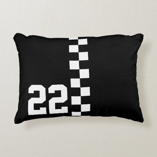 レースパーソナライズされたフラッグ黒白 アクセントクッション (正面)