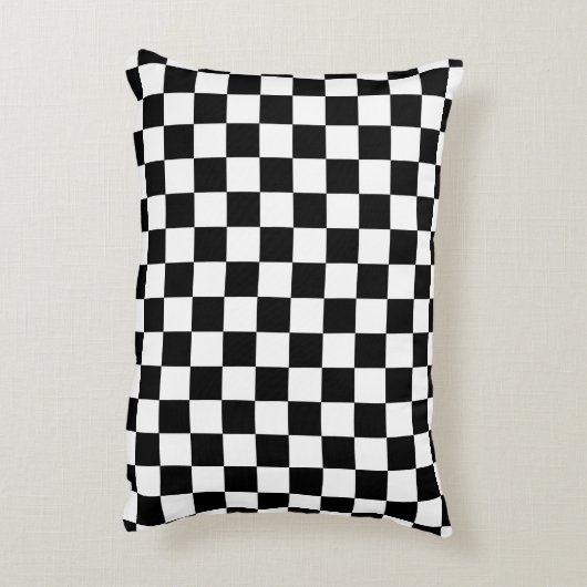 レースパーソナライズされたフラッグ黒白 アクセントクッション (裏面(縦))