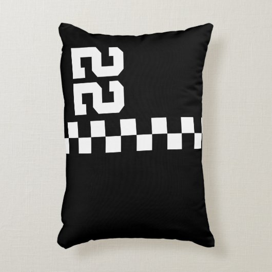 レースパーソナライズされたフラッグ黒白 アクセントクッション (正面(垂直))