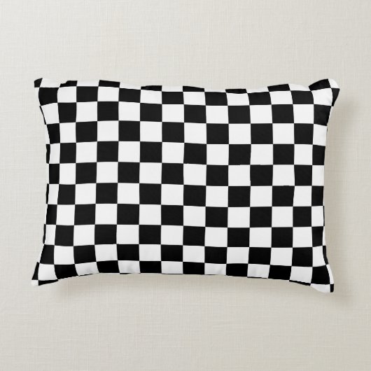 レースパーソナライズされたフラッグ黒白 アクセントクッション (裏面)