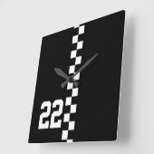 レースパーソナライズされたフラッグ黒白 スクエア壁時計 (傾斜)