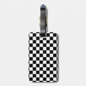 レースパーソナライズされたフラッグ黒白 ラゲッジタグ (裏面縦)
