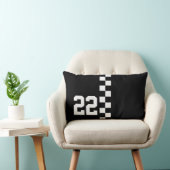 レースパーソナライズされたフラッグ黒白 ランバークッション (椅子)