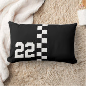 レースパーソナライズされたフラッグ黒白 ランバークッション (ブランケット)