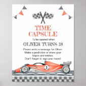 レースパーティー誕生日時間カプセル標識 ポスター (正面)