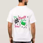 レースパーティー開始フラグ市松模様に数 Tシャツ (裏面)