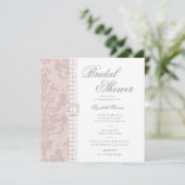 レースパールスダマスクピンクシックエレガントブライダルシャワー 招待状 (スタンド正面)