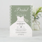 レースパールブライダルドレスセージグリーンブライダルシャワー 招待状 (スタンド正面)