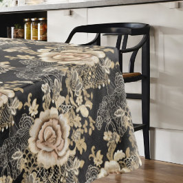 レースビクトリアンエレガントバラブラック テーブルクロス