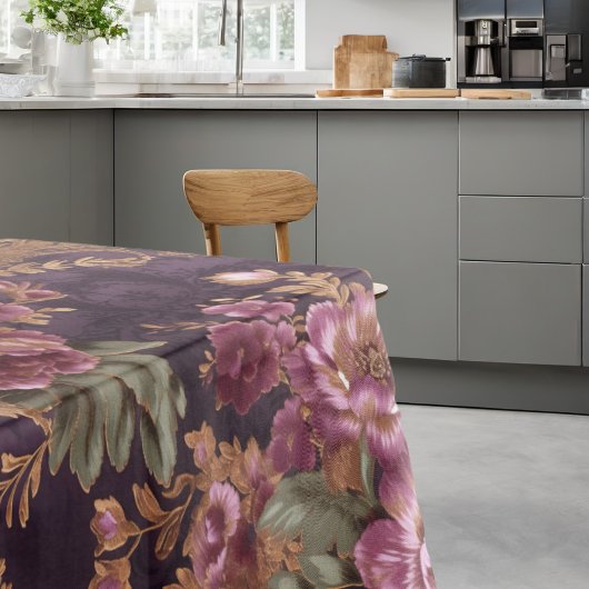 レースビクトリアンエレガントパープルバラ テーブルクロス