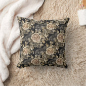 レースビクトリアンバラエレガントヴィンテージブラック クッション (ブランケット)