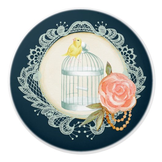 レースビクトリアンバラ金ゴールドバードケージカナリーノブ セラミックノブ (正面)