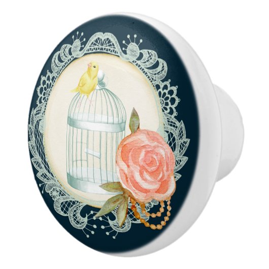レースビクトリアンバラ金ゴールドバードケージカナリーノブ セラミックノブ (右)