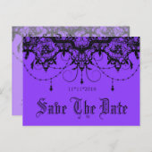 レースビクトリアンパープル日付ポストカードの保存 案内ポストカード (正面/裏面)