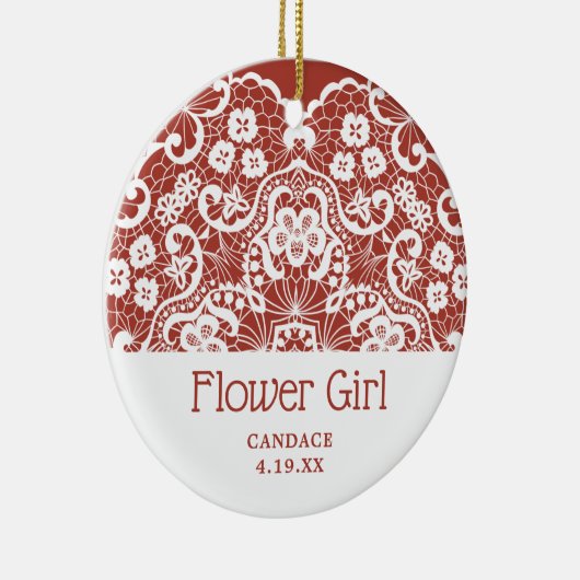 レースビクトリアン花パーソナライズされた女の花嫁 セラミックオーナメント (右)