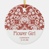 レースビクトリアン花パーソナライズされた女の花嫁 セラミックオーナメント (正面)