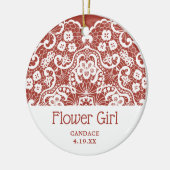レースビクトリアン花パーソナライズされた女の花嫁 セラミックオーナメント (左)