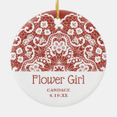 レースビクトリアン花パーソナライズされた女の花嫁 セラミックオーナメント (裏面)