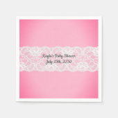 レースピンクの赤ちゃんシャワー スタンダードカクテルナプキン (正面)