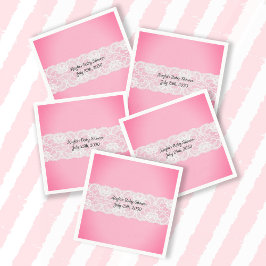 レースピンクの赤ちゃんシャワー スタンダードカクテルナプキン